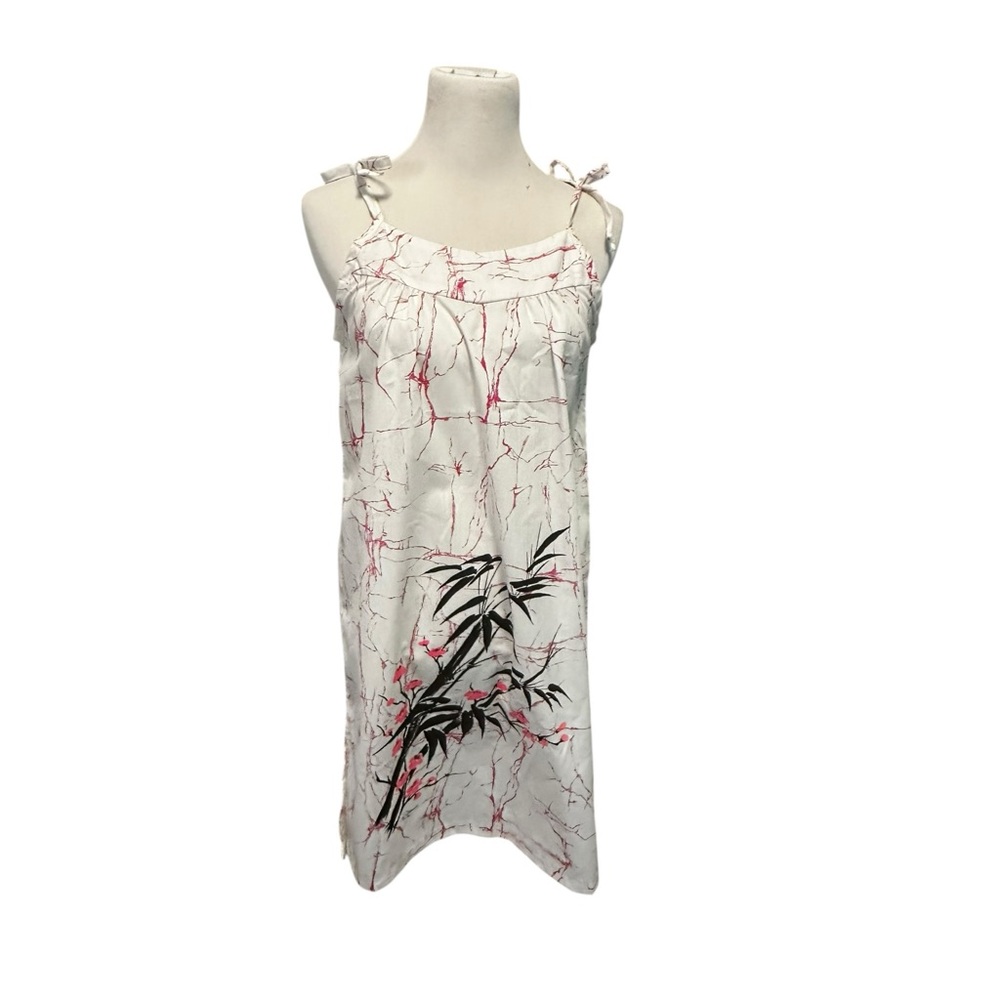 Laurie Lei Dress Juniors One Size White Hawaiian Bamboo Floral Cotton Blend Tie - Picture 1 of 16